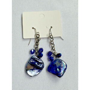 Iridescent Blue Drop Earrings for Approx. 2 inches long Fashion Jewelry